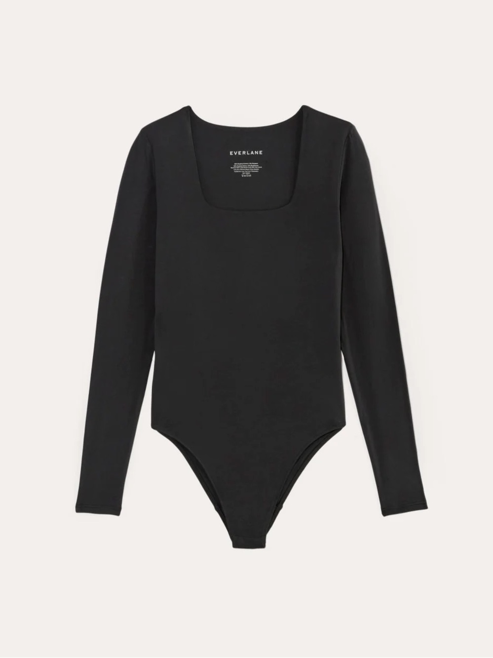 Everlane Black The Long Sleeve Pique Square Neck Bodysuit In Size S NWT